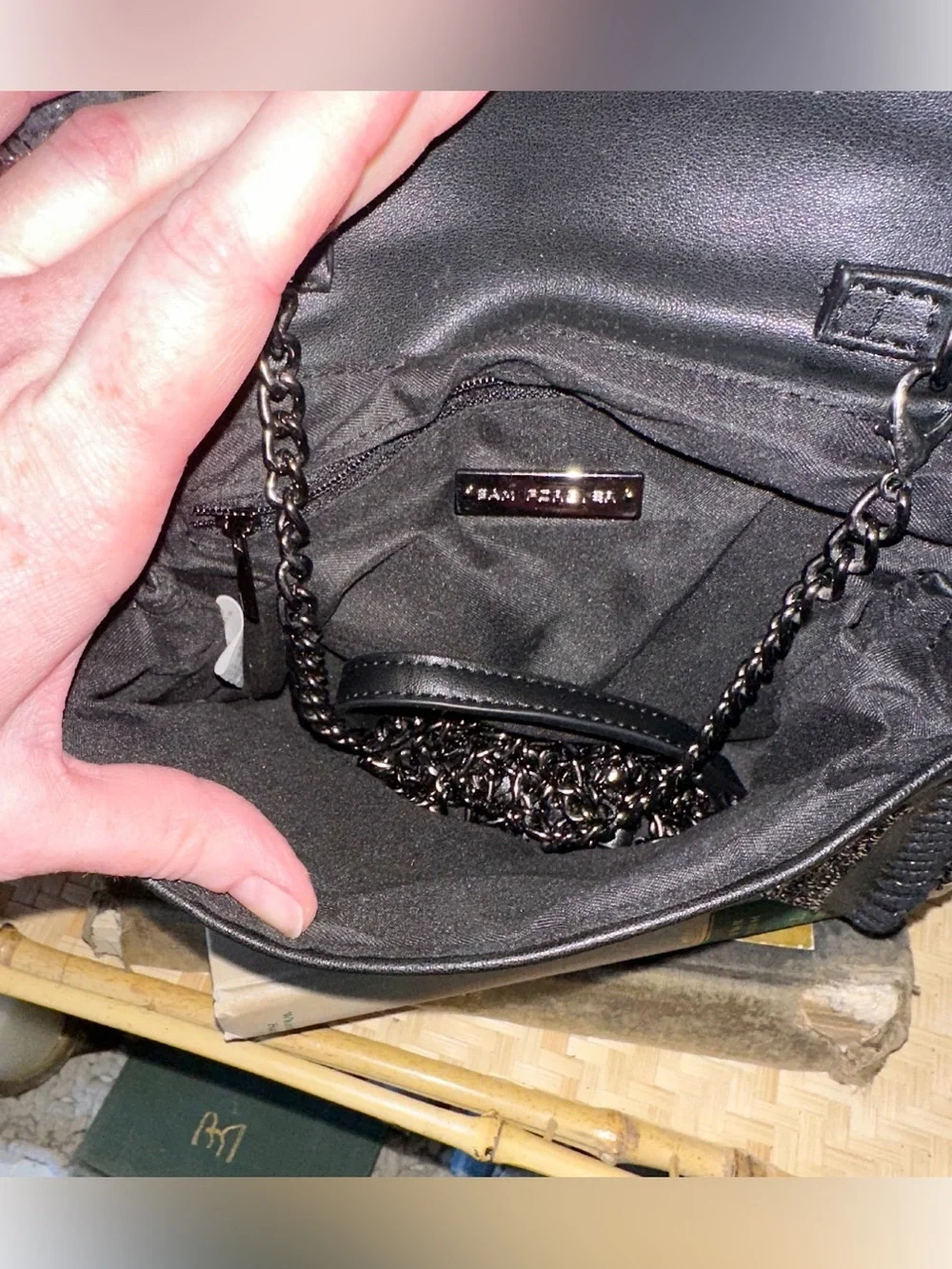 Gorgeous Sandra Ling Upcycled Black Rhinestone Crossbody Bag, NWOT